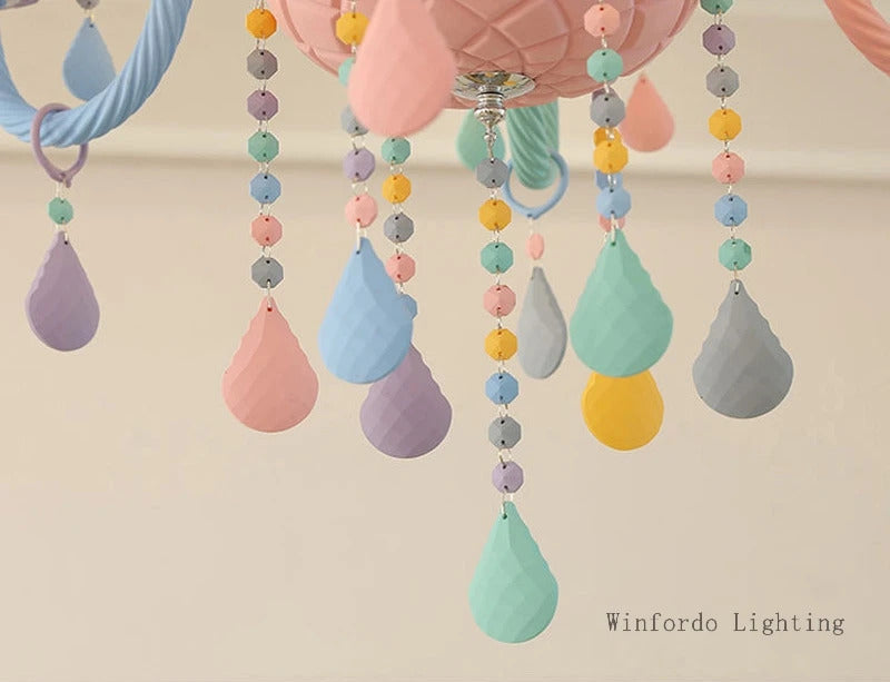 European Children rainbow chandelier Bedroom Princess room kawaii light