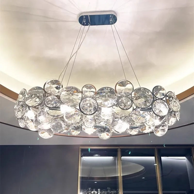 Chrome Round Crystal Chandelier