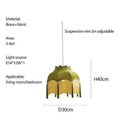 French Green Tassel Dining Room Chandeliers Retro Tassel pendant lamp