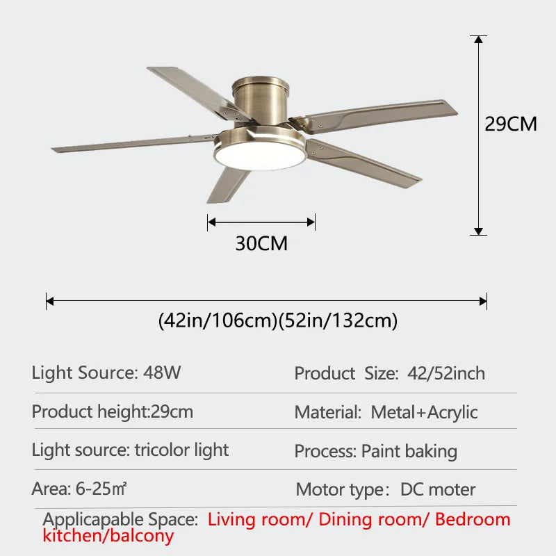 42/52-inch low-floor ceiling fan with pure copper motor fan