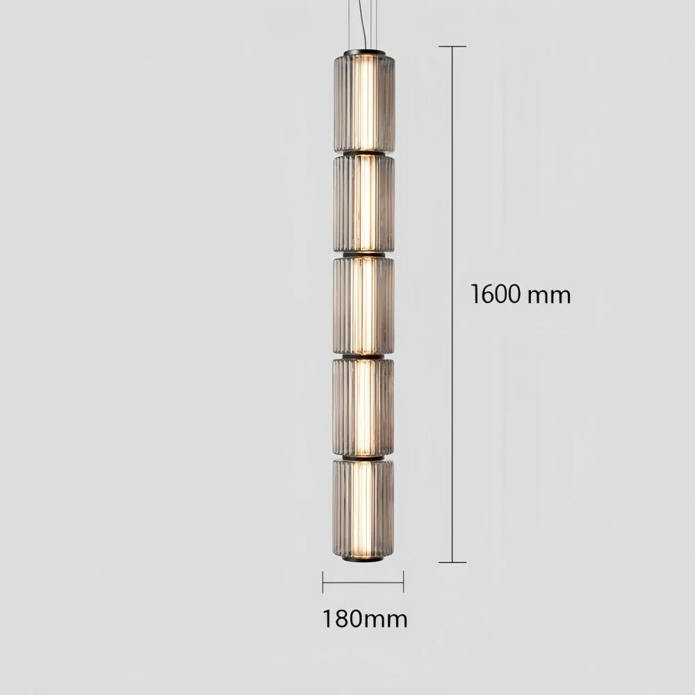 Restaurant Long Stripe Pendant Light Smoke Gray Glass Lampshade Nordic Led Hanging Light Living Dining Room Decor Pendant Lamp