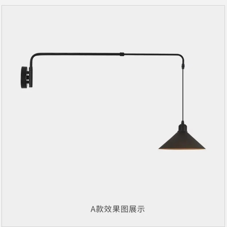 Nordic Swing Arm Black Wall Light Modern corner living room long Adjustable Wall lamp