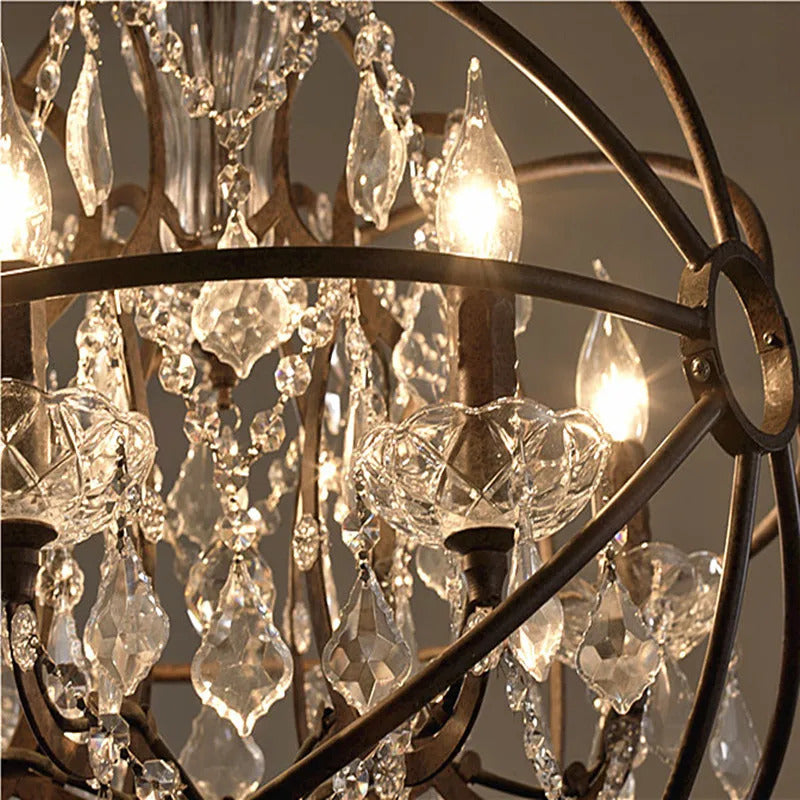Retro Wrought Iron Chandelier Rustic Orb Chandelier