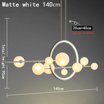 Nordic linear chandelier Kitchen Island light Restaurant ball glass lamp