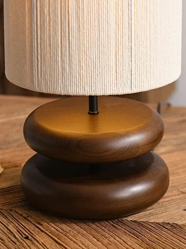 Japanese Bedside Walnut Solid Wood Table Lamp for Bedroom Designer Living Room Study Retro
