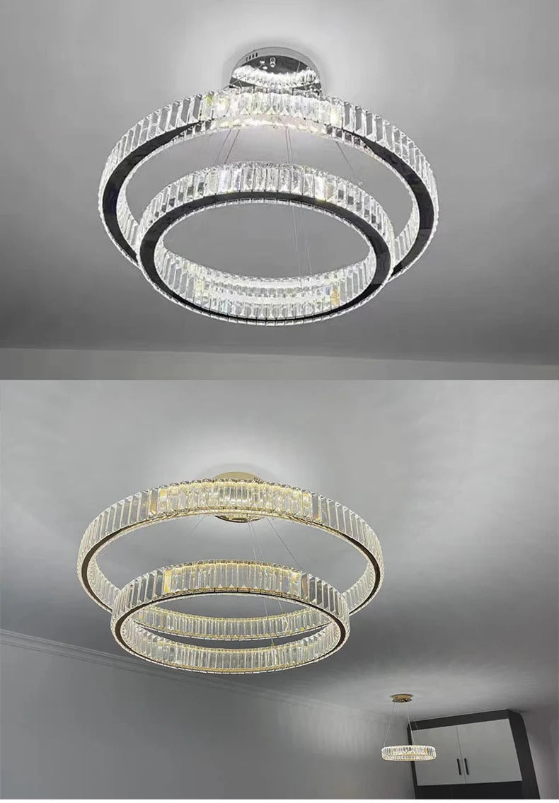Luxury Crystal LED Pendant Lights Home Villa Living Room Dimmable Lighting Lustre Decoration Ceiling Chandelier Lamps Fixtures