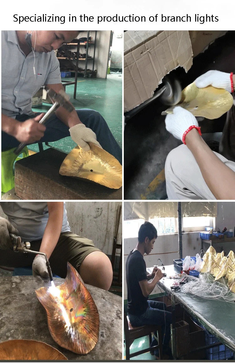 Lotus Leaf pendant light Hammered brass pendant lamp for living room dining room bedroom decoration kitchen light fixtures