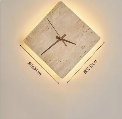 Creative Cave Stone Clock Wall Lamp Wabi Sabi Background Wall Light sconce