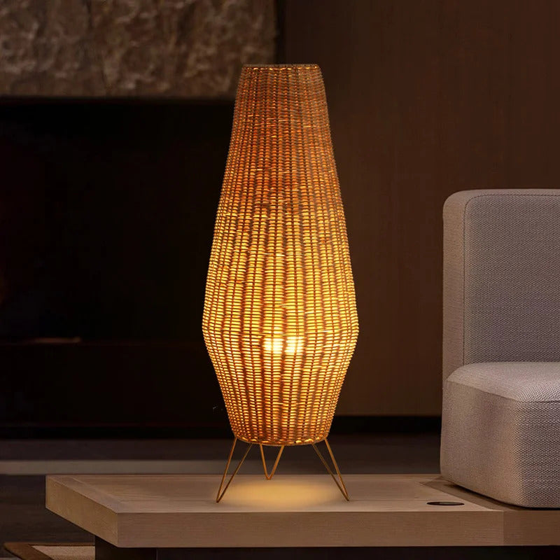 Natural handmade rattan floor lamp Japanese Outdoor waterproof Garden standing lamp