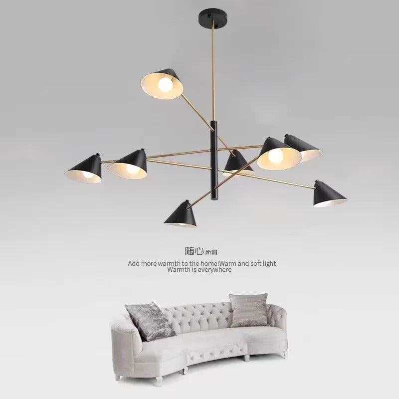 Nordic Minimalist Cone Shape chandelier Danish design black gold  iron Pendant Light
