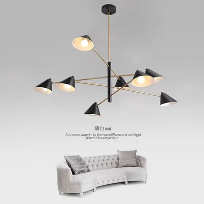 Nordic Minimalist Cone Shape chandelier Danish design black gold  iron Pendant Light