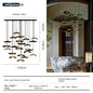 Japanese Lotus Leaf Chandelier Wabi Sabi Solid Wood Hanging Lamp