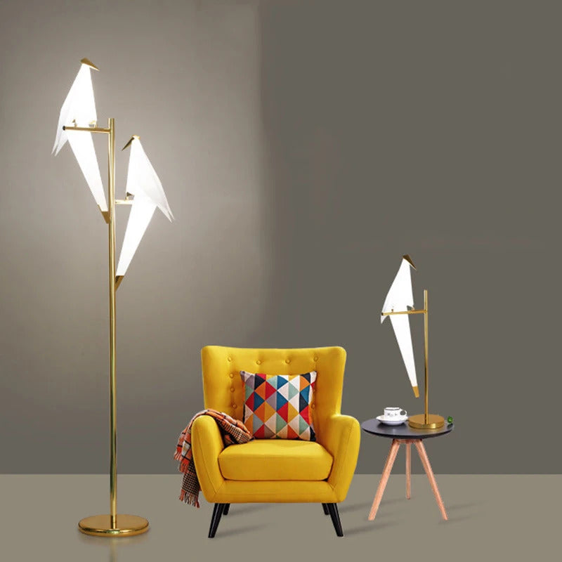 Perch Light table Lamp Led Designer Gold Origami Bird Standing Lamps For Living Room Creative Art Deco Safaside Corner Lamp