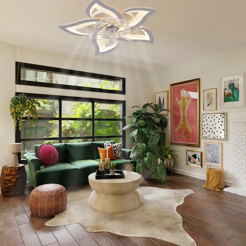 Modern Ceiling Fans with Lights, Fan Lamp Petal Ceiling Fan for Bedroom/Living Room