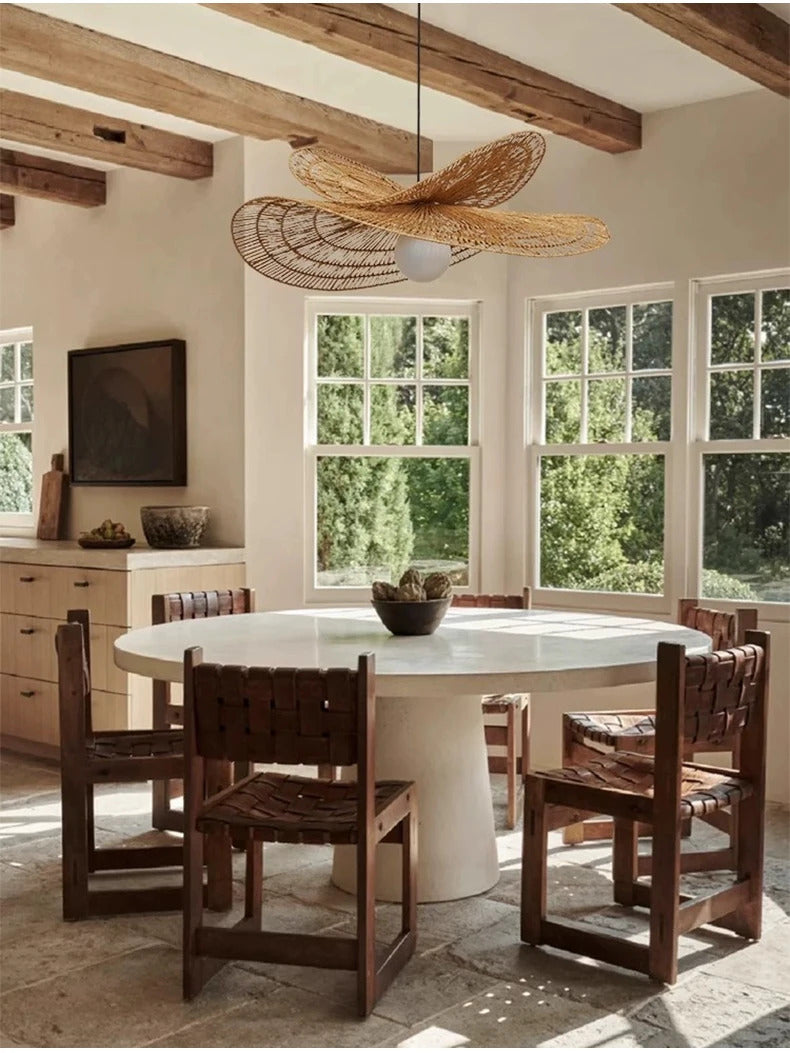 Wabi Sabi Rattan Chandelier Retro LED Weaving Pendant Lamp