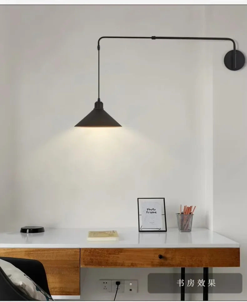 Nordic Swing Arm Black Wall Light Modern corner living room long Adjustable Wall lamp