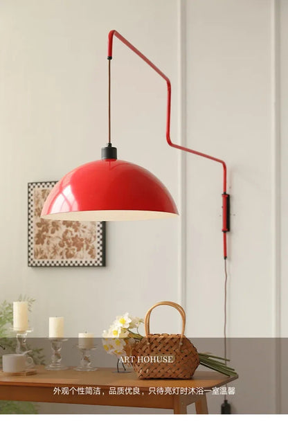 Red Rocker Chandelier Modern Folding Retractable Wall Lamp Long Arm Chandelier