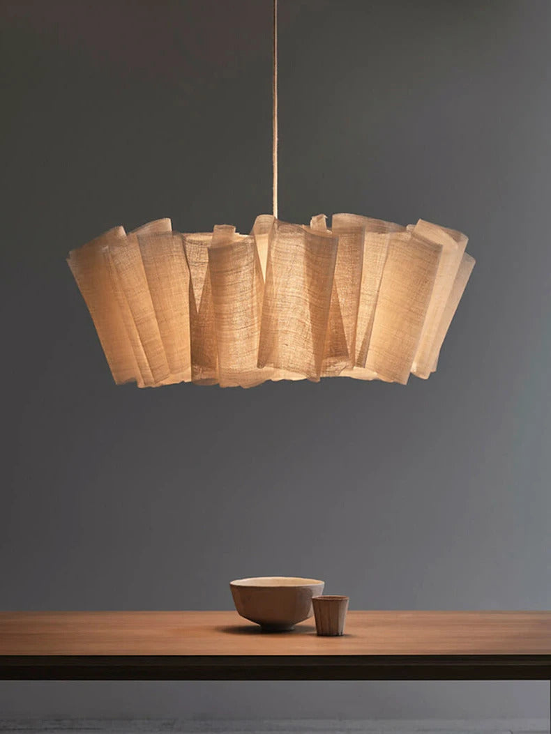 Nordic Linen Pleated Pendant lamp Vintage Wabi Sabi Wind Pendant light