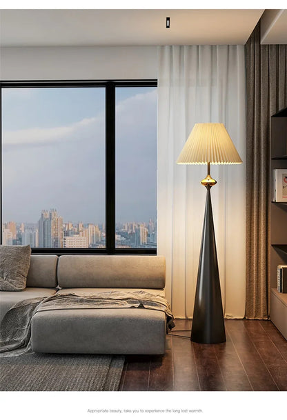 Wabi-sabi Floor Lamp Cloth Cover Art Decorative Bedroom Bedside Floor Light