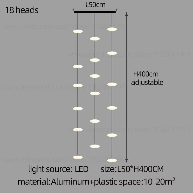 Modern villa Staircase Chandelier Nordic Oval String Ball Duplex Building LED pendant Light