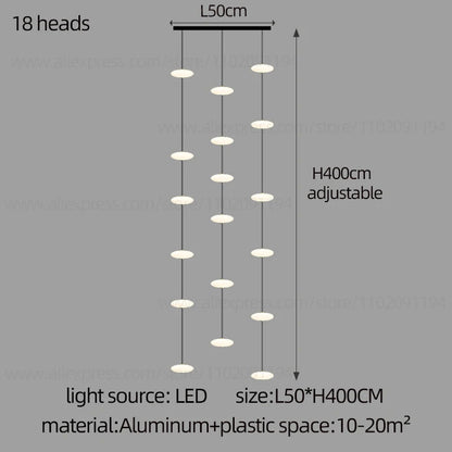 Modern villa Staircase Chandelier Nordic Oval String Ball Duplex Building LED pendant Light