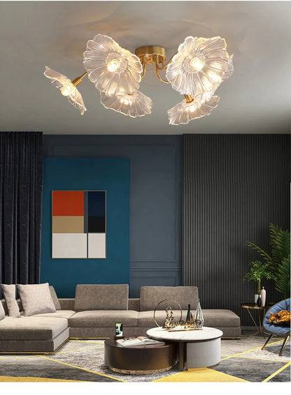 Lotus Flower Chandelier Modern Glass Flowers Led Chandelier
