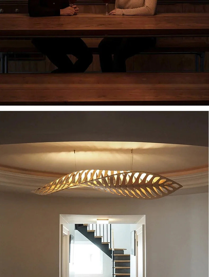Japanese Wabi Sabi Leaf Chandeliers Art designer Fish Bone Retro Minimalist Pendant Light