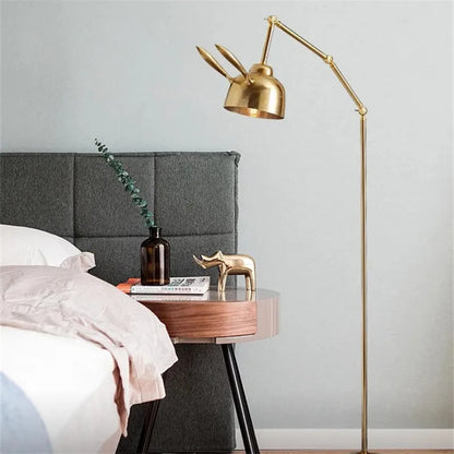 Nordic pink rabbit table lamp led folding arm desk lamp for Children's Room decor eye protection study bedside book reading lamp