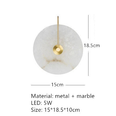MEDIAN Wall Lamp Round Shape Gold Natural marble LED Wall sconce lighting