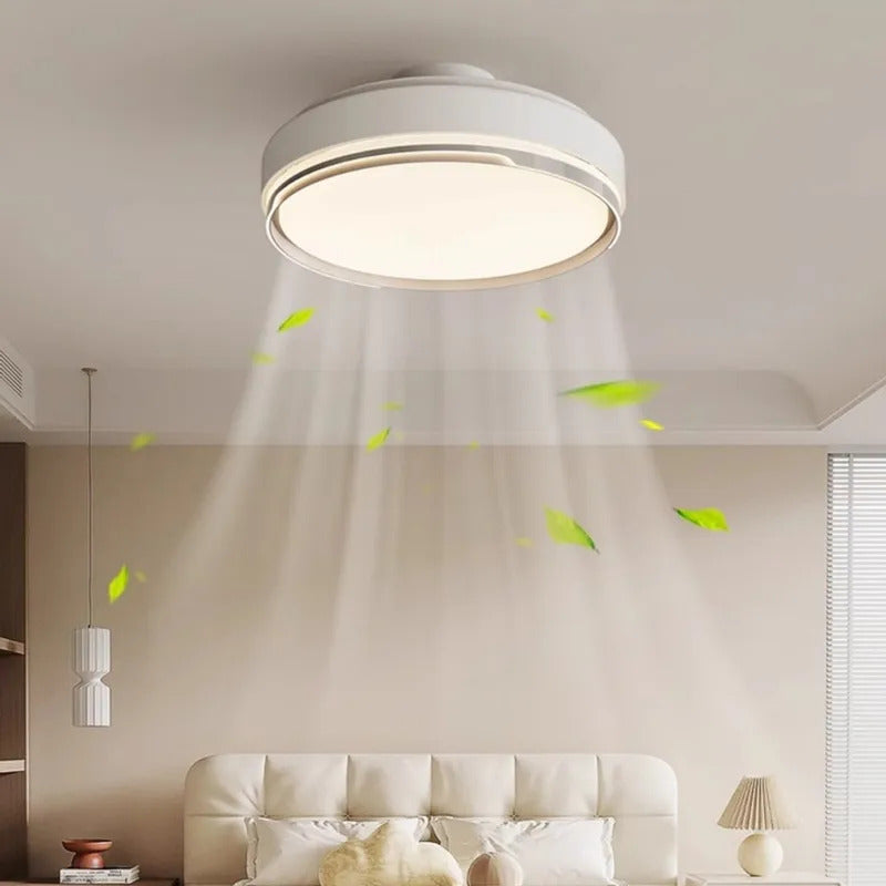 Modern Bladeless Ceiling Fans Round Flush Mount Fan Light