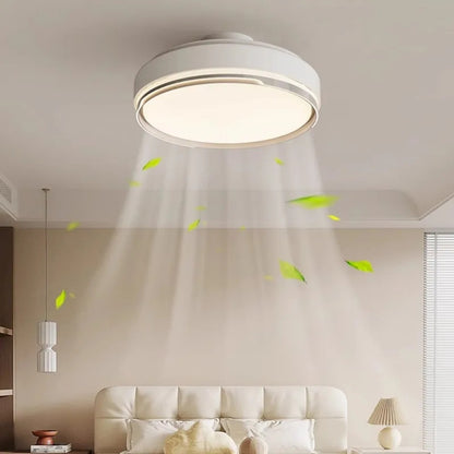 Modern Bladeless Ceiling Fans Round Flush Mount Fan Light