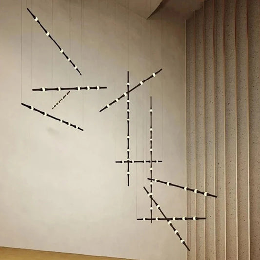 Novelty LED Aluminium long strip lamp Staircase Chandelier