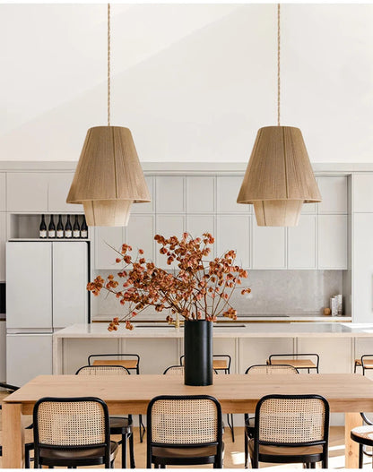 Vintage Wabi Sabi Pendant Lamp Hemp Rope Chandelier