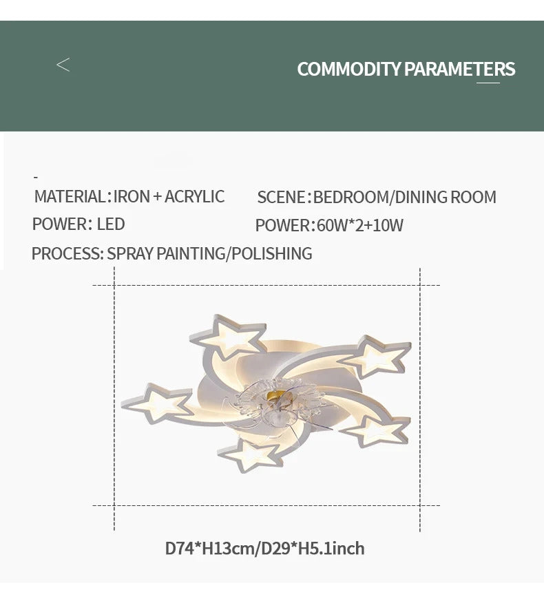 Modern Ceiling Fans with Lights, Fan Lamp Petal Ceiling Fan for Bedroom/Living Room