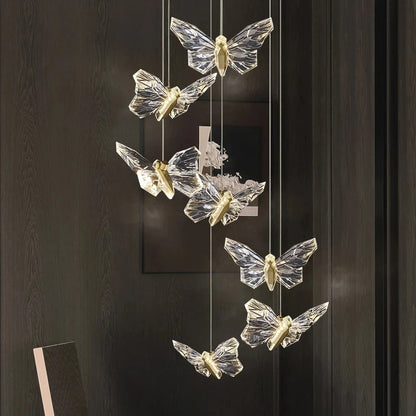 Crystal butterfly lamp Nordic Luxury Crystal Staircase Chandelier