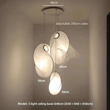 Japanese Silk Chandelier LED Wabi Sabi Pendant Lamp Living Room LED Cocoon Lamp