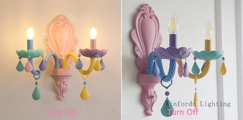 European Children rainbow chandelier Bedroom Princess room kawaii light
