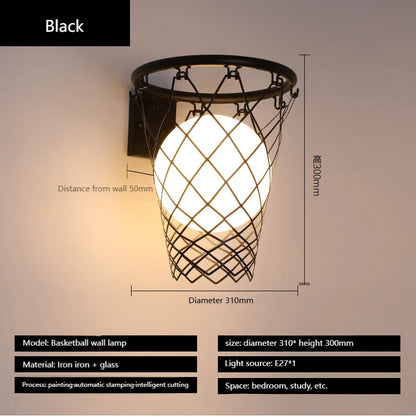 Basketball Wall Light Children boys Bedroom Wall Lamp Kids study Loft Sconce Light