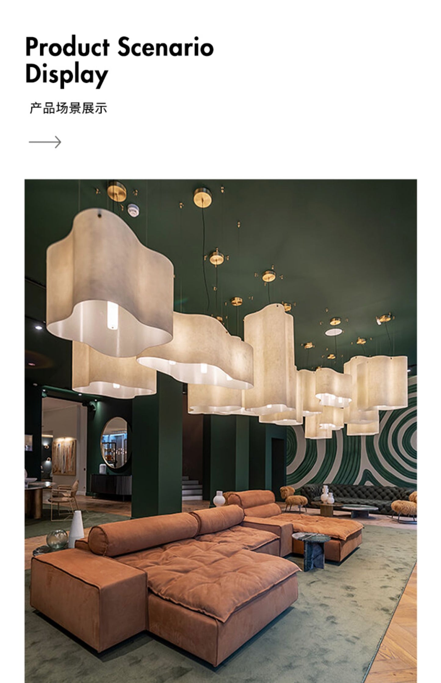 Nuvola Cloud Pendant Lamp Creative LED Fabric Hanging Chandelier