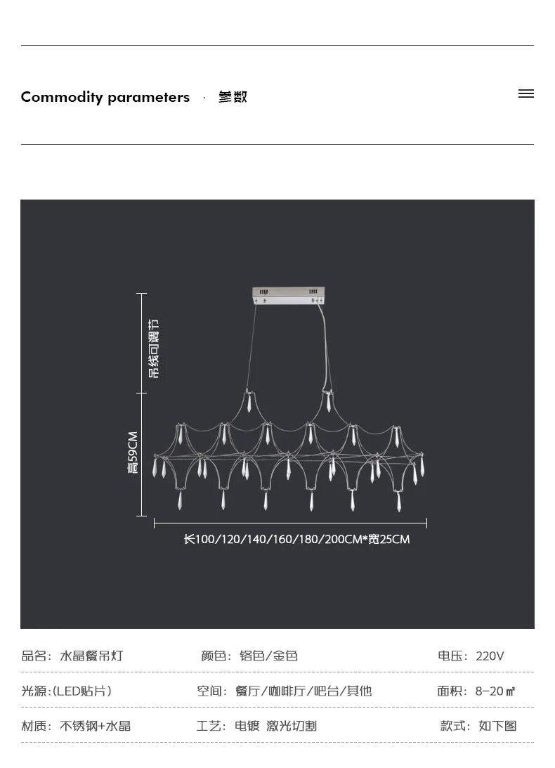 Modern Restaurant Strip Chandelier Luxury Lobby Front Desk Hanging Lamp