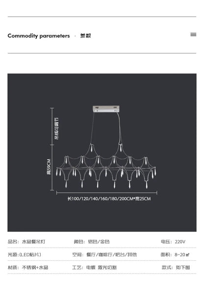 Modern Restaurant Strip Chandelier Luxury Lobby Front Desk Hanging Lamp