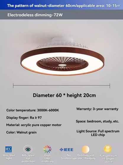 Modern Bladeless Ceiling Lamp Fan Living Room Silent Air Circulation Fan