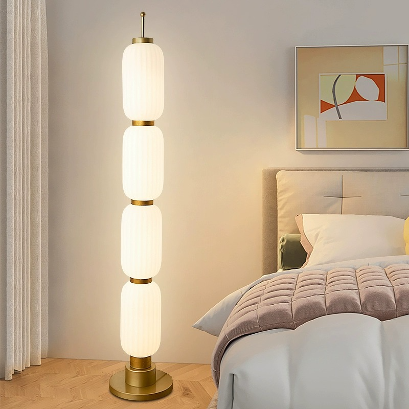 Modern Long Floor Lamp Nordic Minimalist Cream Lampshade Iron Base standing lights