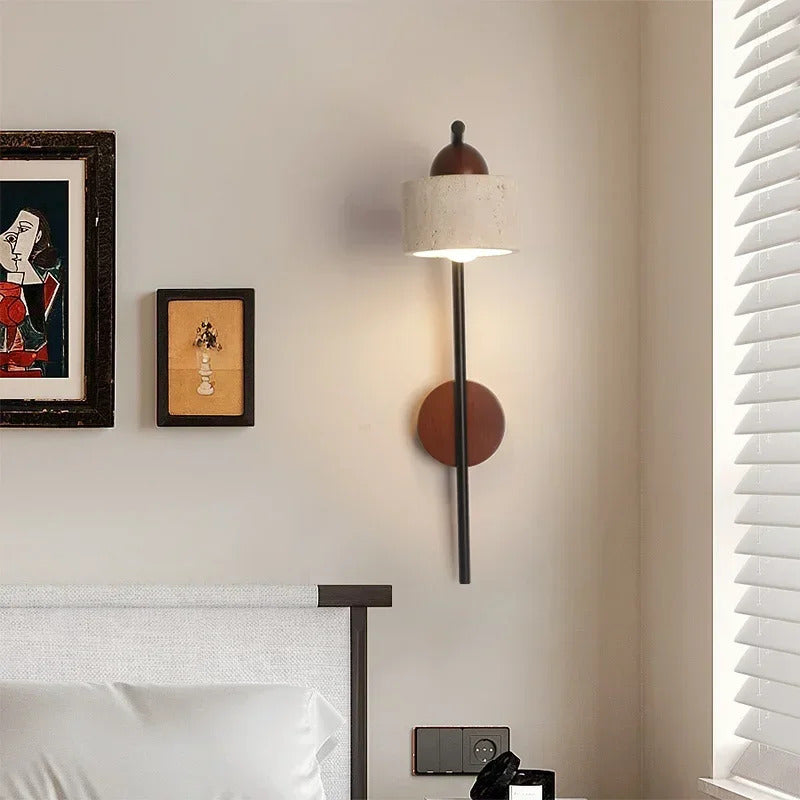 Natural cave Stone Wall Light Medieval Bedside cement Sconce lamp LED Lighting