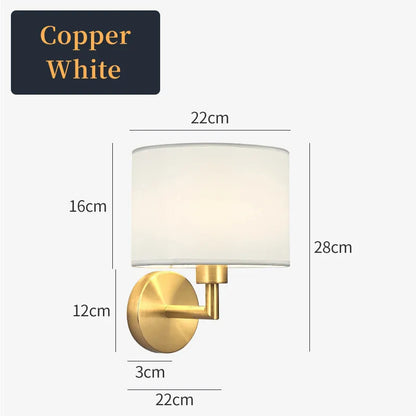 Bedside Wall Lamp LED Fabric Lampshade With 3W 360° Rotation Spotlight Reading lights