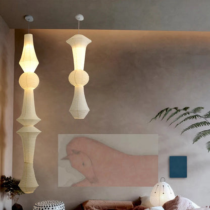 Nordic Wabi Sabi Wind Rice Paper Led Pendant Lights Living Room Bedroom Corner Chandelier