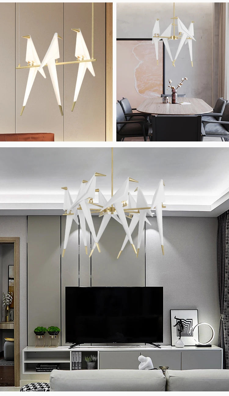 Perch Paper Chandelier LED Bird Designer Chandelier Lamp