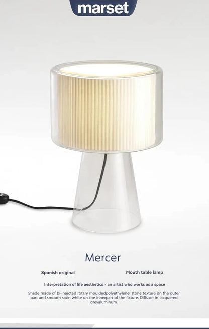 Mercer Glass Led Table Lamp, Postmodern Designer Glass Bedside Table Light, Nordic Bedroom Table Lights For Living Room Sofa