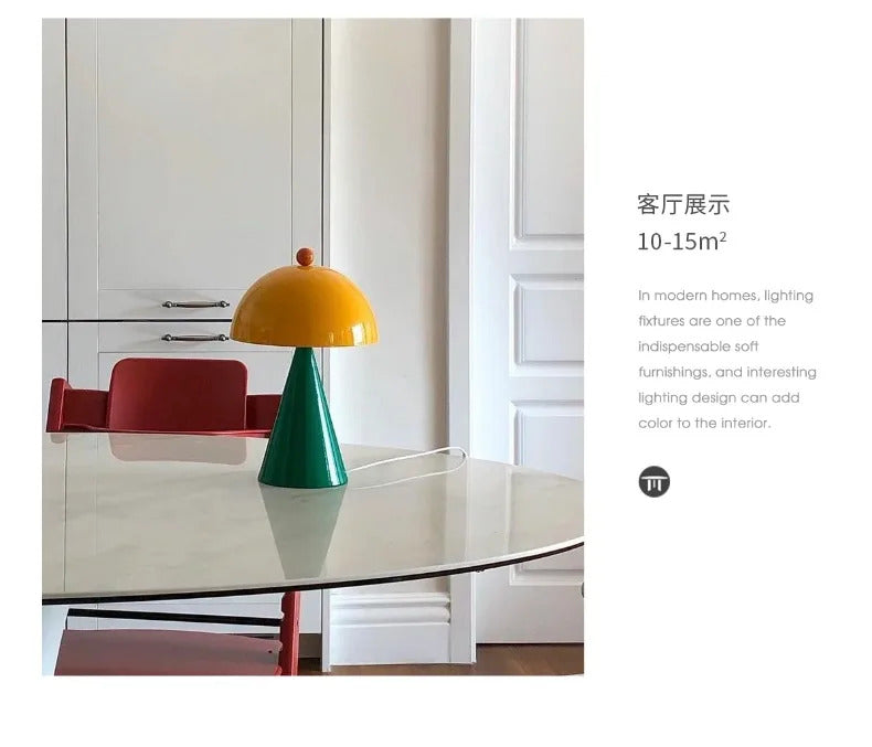 Memphis Mushroom Iron Art LED Table Lamps with Touch Switch USB Charging Desk Lights Living Room Bedroom Office Restaurant Study