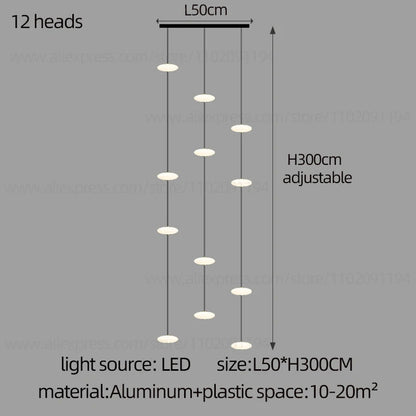 Modern villa Staircase Chandelier Nordic Oval String Ball Duplex Building LED pendant Light